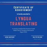 Global Literary Translators Association Diploma 2019