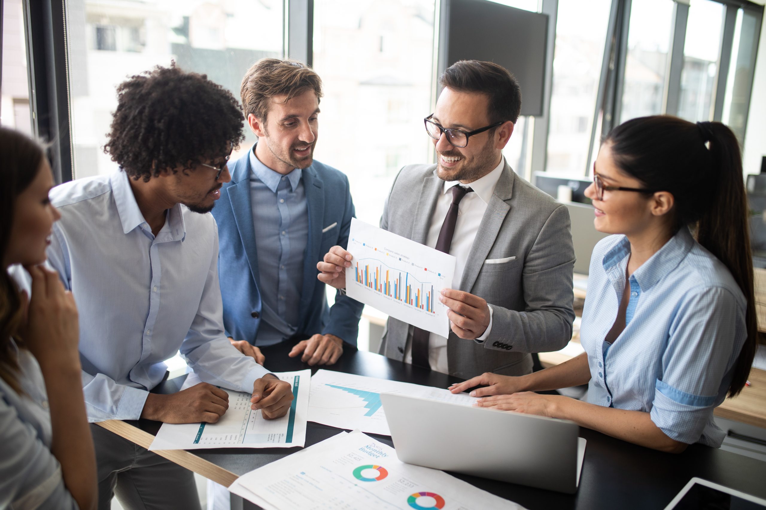 Business colleagues having meeting in conference room in office