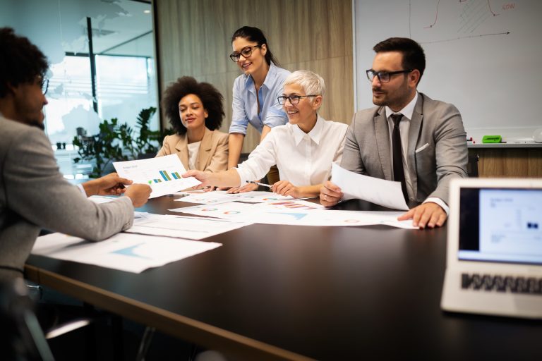 Corporate business team and manager in a meeting